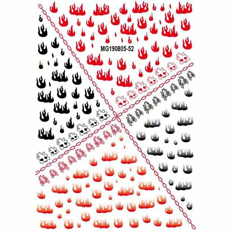 1 шт. наклейки для ногтей Вода красный черный Пламя огонь переводные слайдеры