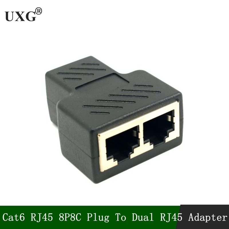 

1pcs RJ45 Splitter Adapter 1 to 2 Dual Female USB to RJ45 Port 8P8C Extender Plug LAN Interface Ethernet Socket Connector