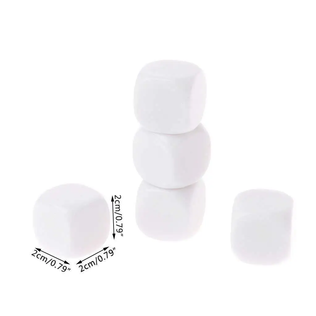 

10 Pcs/set New 20mm Acrylic White Blank Dice Teaching Props Game Accessories Mathematical Tools Rounded Corner Dice Funny Toys