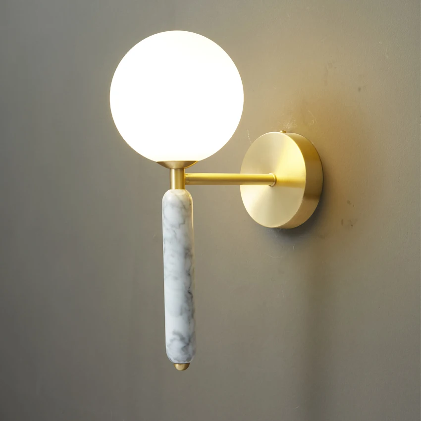 

Роскошные мраморные Настенные светильники в скандинавском стиле, креативные Медные Бра в стиле постмодерн для спальни, прикроватный насте...