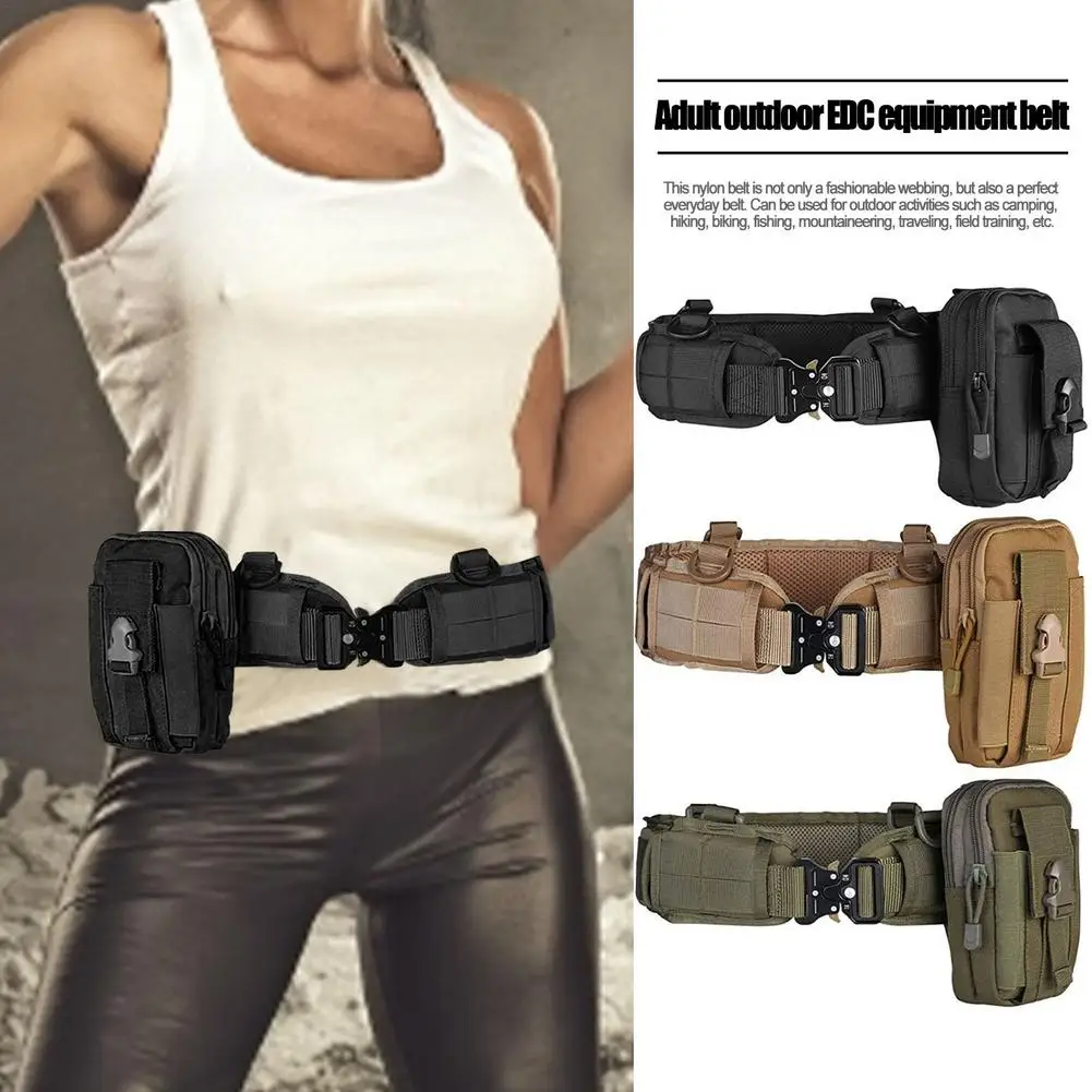 

Adult Adjustable Outdoor EDC Equipment Belt Field Training Waist Bag Titanium Alloy Thick Nylon Suit Men's Buckle Belt