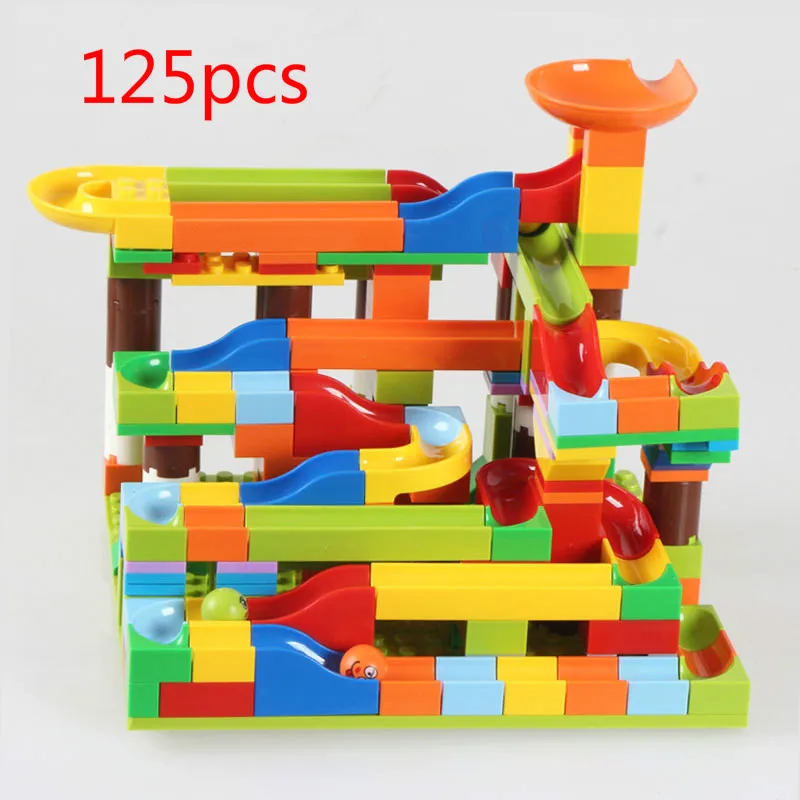 125pcs 125-206 шт Запуск блок строительные блоки Воронка слайды блоки DIY кирпичики игрушки подарок для детей - Цвет: 125pcs