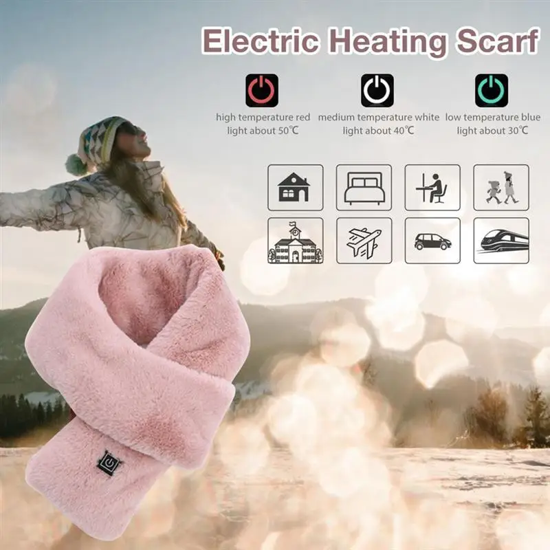 

USB Heated Scarf with 3 Heating Levels Winter Electric Heating Scarf Warm Soft Scarves Neck Warmer for Men and Women