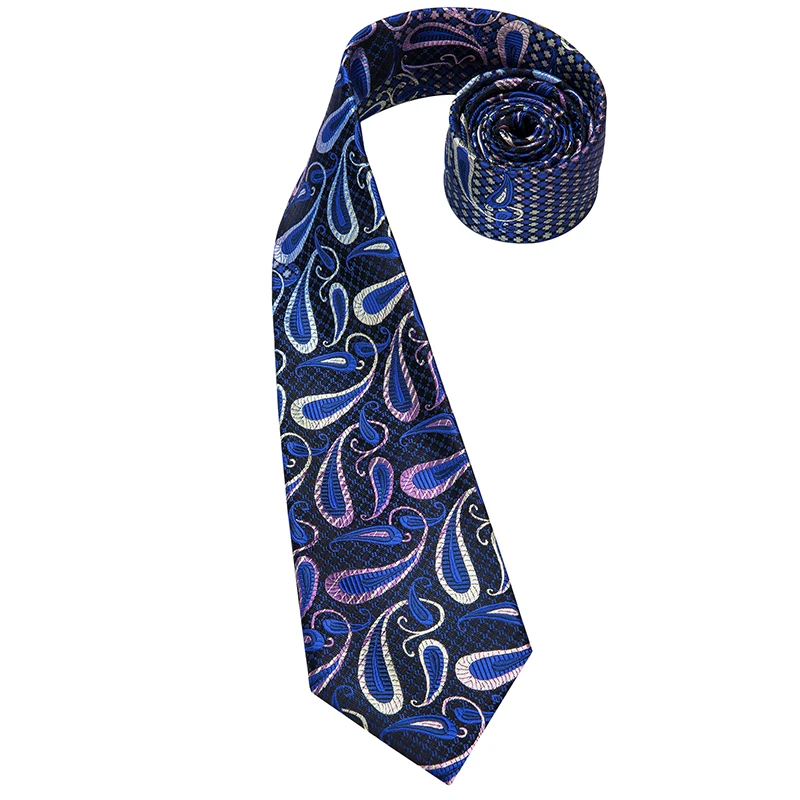 Hi-Tie 100% шелк Пейсли синие мужские галстуки роскошный галстук для свадебной