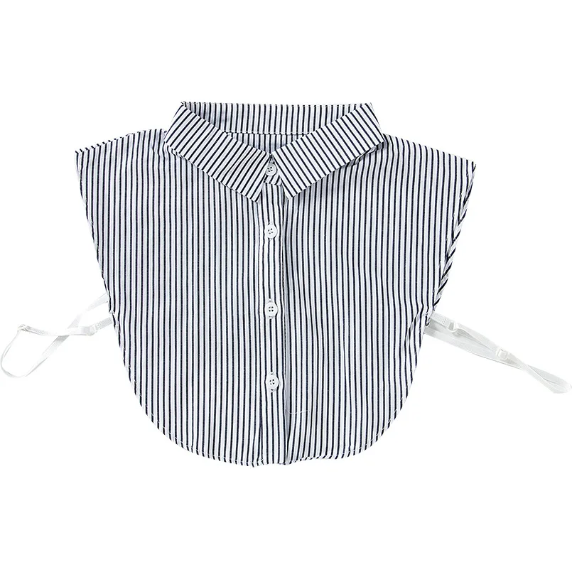 Linbaiway Formal Stripes Detachable Lapel Fake Collar Women Button Down False Female Removable Half Shirt Blouse Decor |