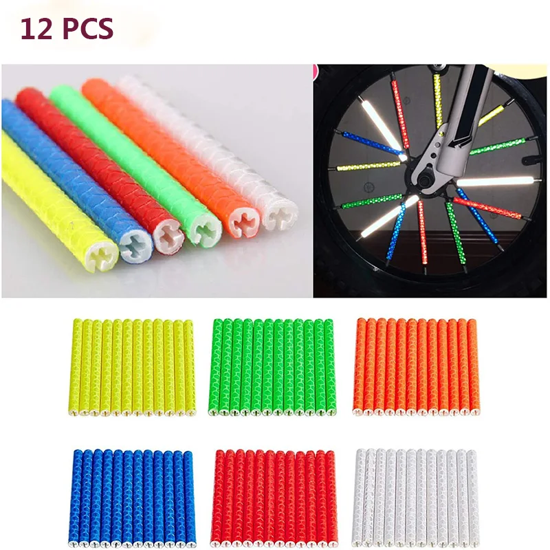 

12 шт. велосипедных спиц отражатель спица колеса велосипеда отражатель светоотражающее Крепление зажим Водонепроницаемый трубка Предупреж...