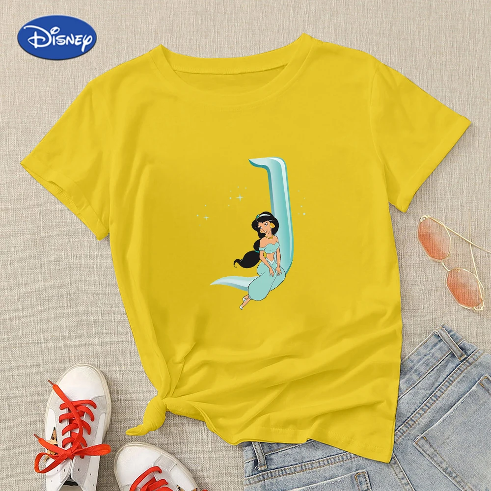 

Jasmine Disney Princess T-Shirt Princess Jasmine Printed Women Short Sleeve футболка оверсайз Creative Woman Shirt Hot Selling