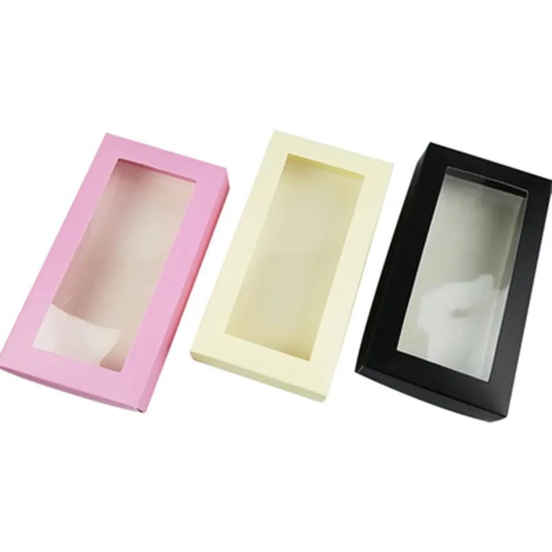 

10Pcs DIY Vintage Color Kraft Paper Gift Box Cake Package with Clear PVC Window Candy Wrapping Bag Wedding Birthday Party Favors