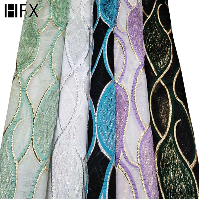 

HFX Nigerian Lace Fabric 2020 High Quality Lace Embroidered Brocade Lace Tulle Lace Fabric African Net Lace For Wedding Dress