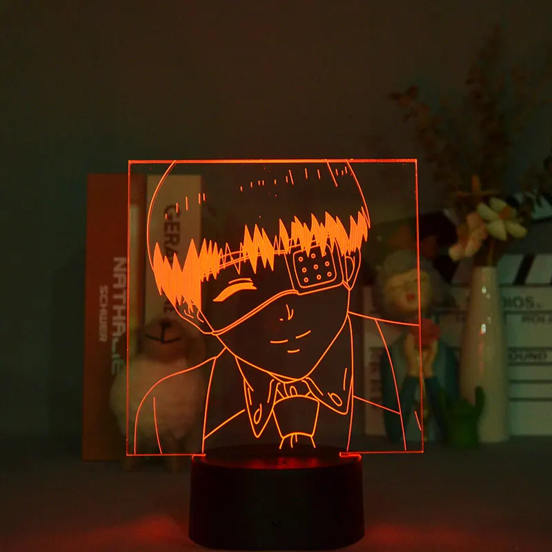 

3D Visual Nightlight Kaneki KenTokyo Ghoul Colorful Bedside Lamp Teenager Room Anime Decor Children Birthday Gift Night Light