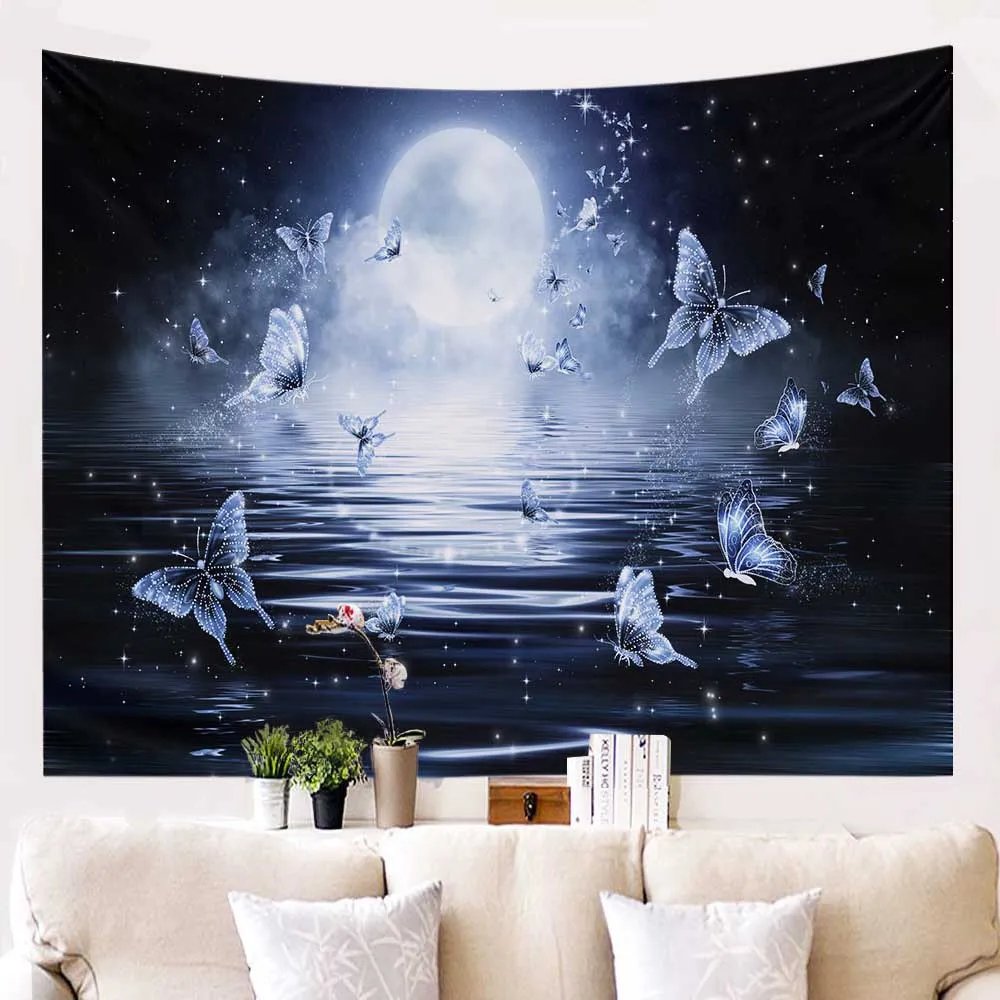 Ночная горная Луна МАНДАЛА ГОБЕЛЕН настенный хиппи бохо Декор Psychedelic гобелены