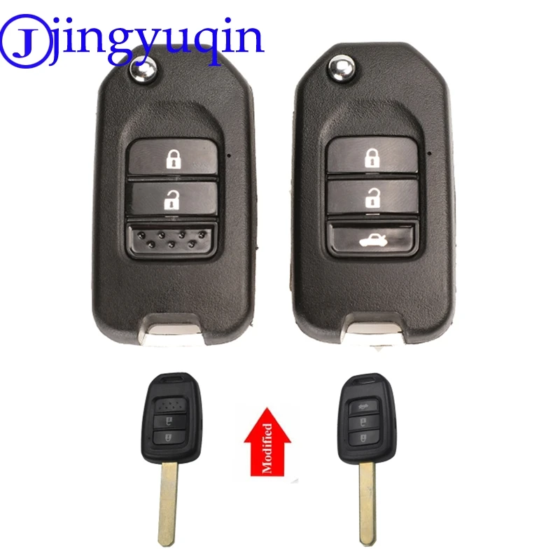jingyuqin Remote Uncut Blade 2/3 Buttons Folding Flip Key Shell Cover Case For Honda Civic City Fit XRV Vezel|case for|case casecase for keys |