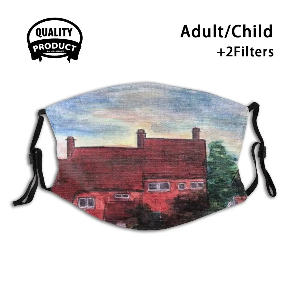 

Дома против пыли маска для лица моющийся фильтр Многоразовые моющиеся дома красный натюрморт деревья спокойный норвежский небо закат