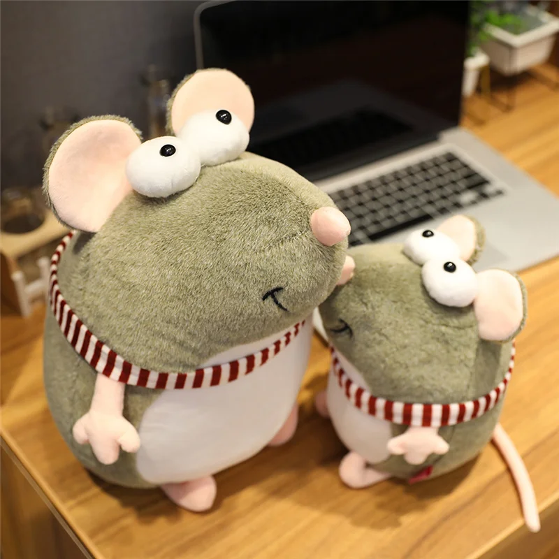 Игрушка плюшевая в виде мыши для мальчиков и девочек милая серая крысиная