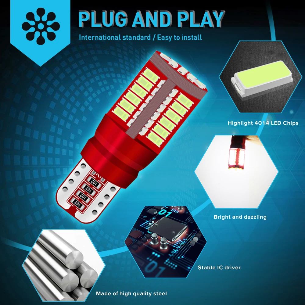 Светодиодные лампы T10 W5W 2 шт. Canbus без ошибок 57SMD для Автомобильный габаритный