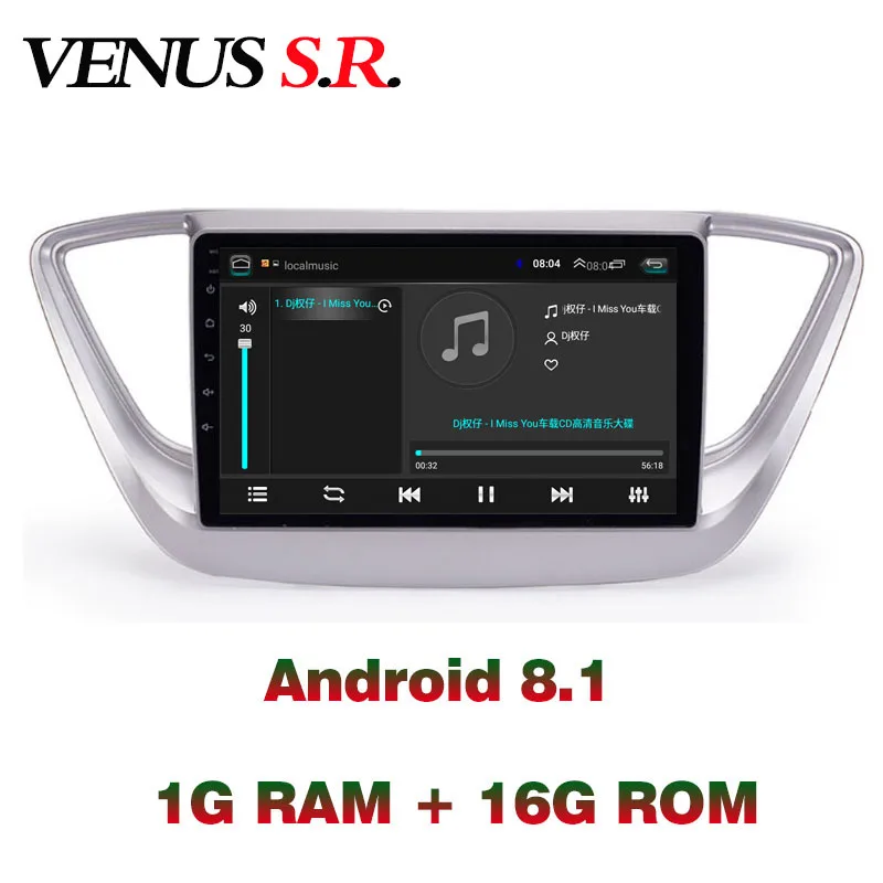 VenusSR Android 8.1 2.5D car dvd for Hyundai Verna Solaris Radio 2010-2017 multimedia headunit GPS stereo gps navigation | Автомобили и