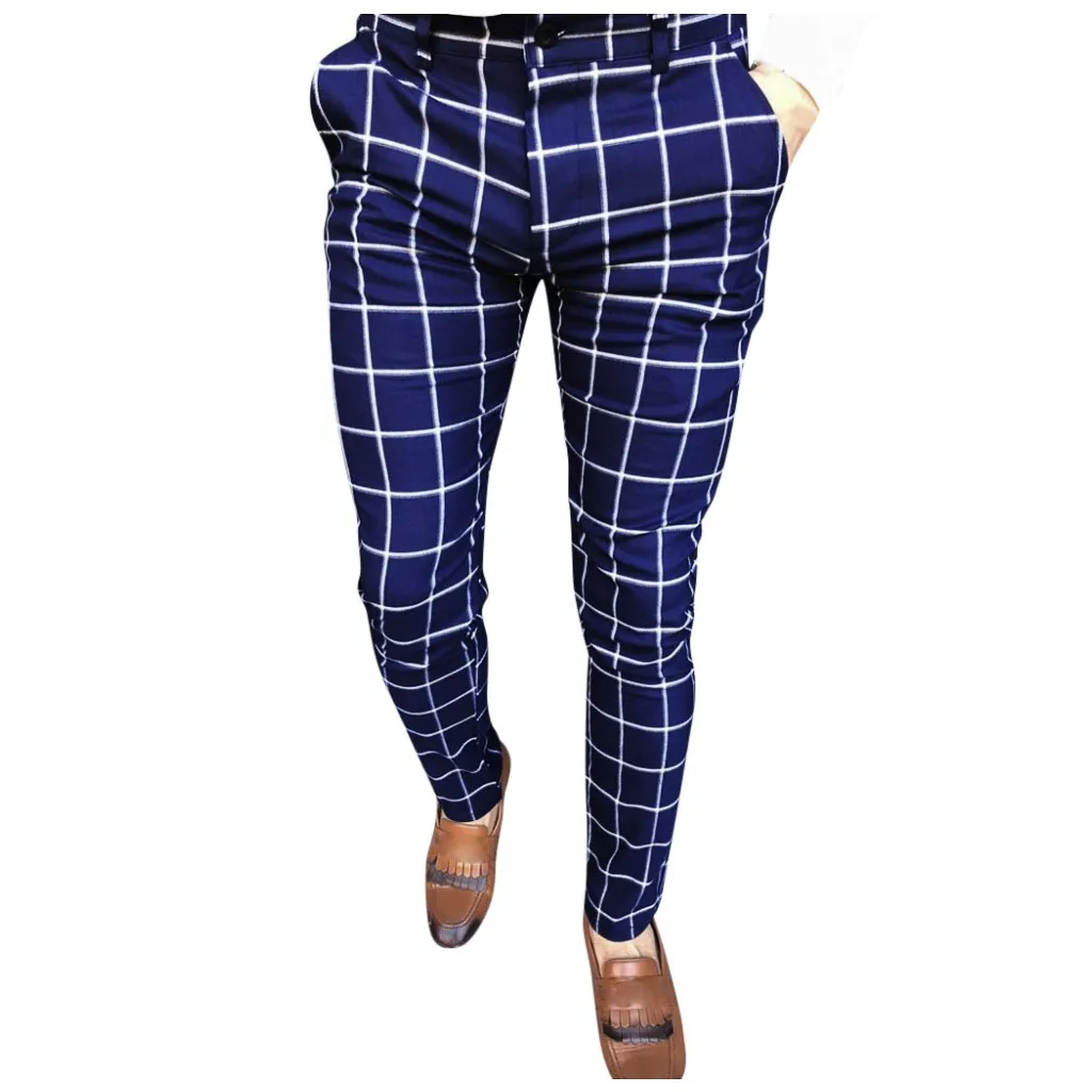 

Fashion Men Suit Pants Trousers Casual Business Slim Fit Plaid Pants Spring Autumn Men Pants Classic