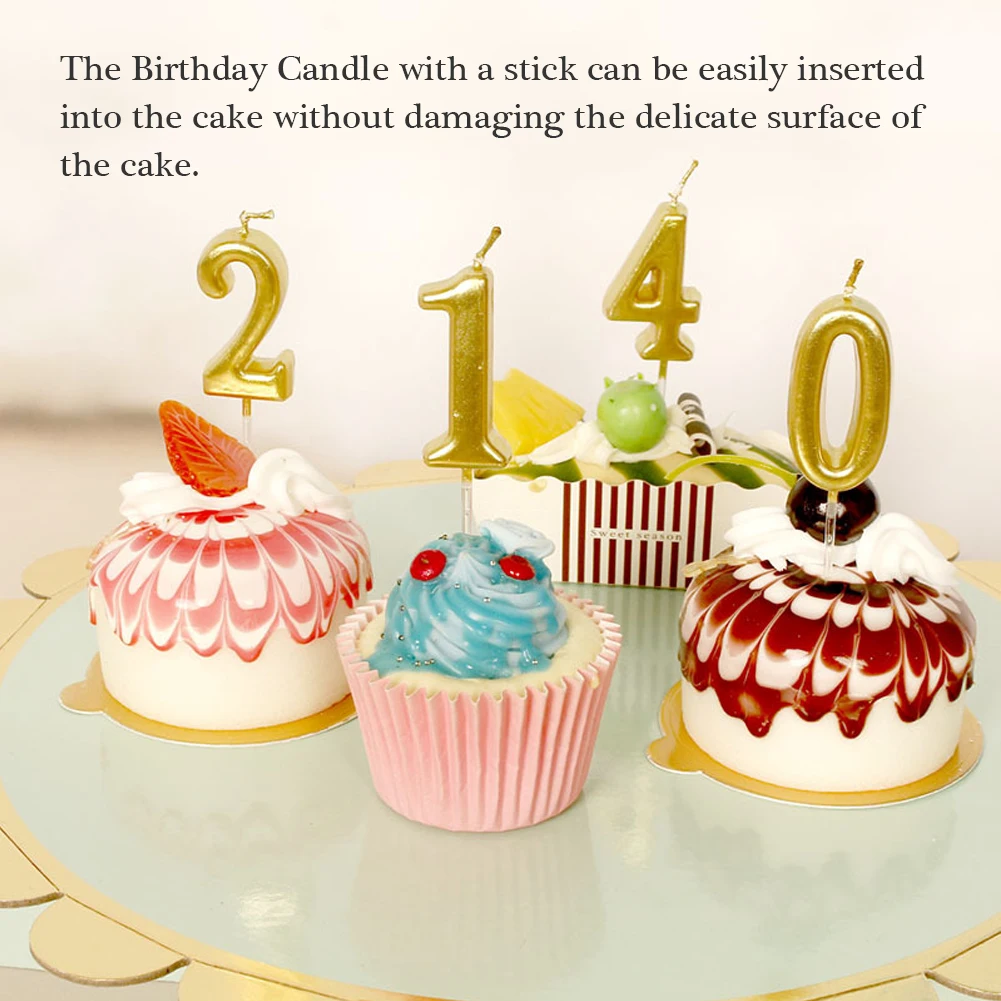 

Birthday Candles 1 2 3 4 5 6 7 8 9 0 Gold Kids Birthday Candles For Cake Party Supplies Decoration Cake Candles