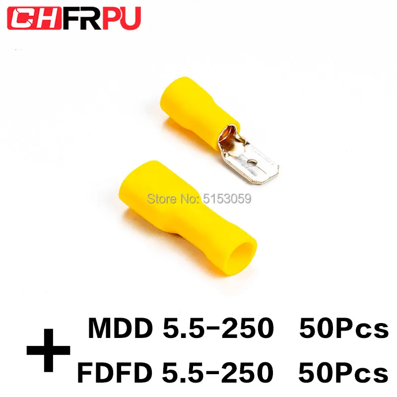 100 шт. 6 3 мм 12 10AWG FDFD/FDD/MDD 5 250 гнездовой изолированный Электрический обжимной