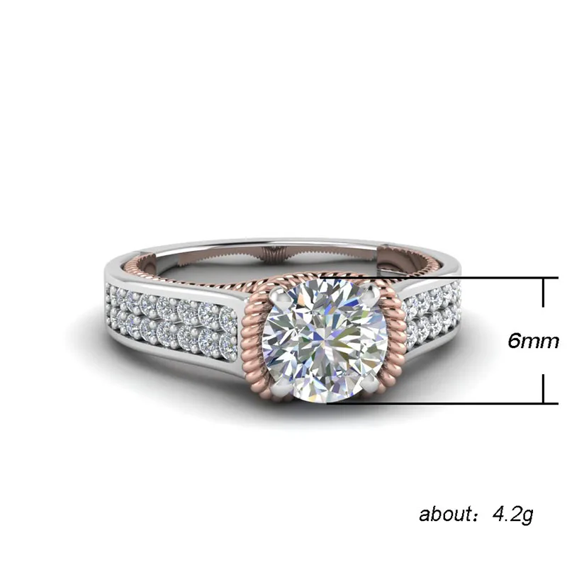 Модное кольцо Modyle новый стиль обручальное серебряного цвета с фианитом 4ct 5A для