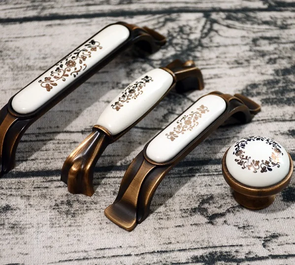 1 шт. европейская винтажная керамическая ручка для шкафа и ручек дверный шкаф
