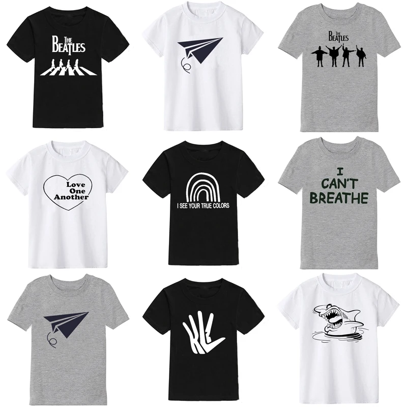 

Футболка для мальчиков, хлопковая, 3 цвета, с мультяшным принтом, для лета, самолет в виде акулы