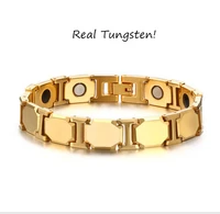 11mm gold tungsten carbide bracelet high polish health magnetic link bangle
