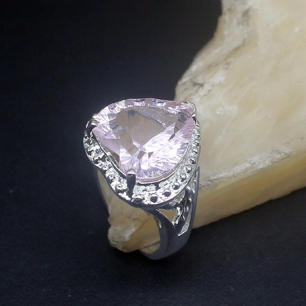 

Gemstonefactory Jewelry Big Promotion Single Unique 925 Silver Heart Pink Topaz Dashing Women Men Gifts Rings 7.5# 20214061