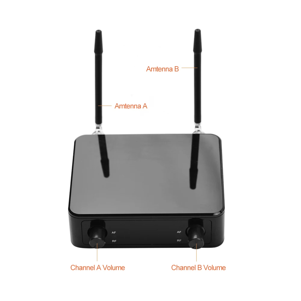 

UHF Wireless Microphone System with 1 Receiver 2 Microphones for Home Karaoke/Speech/ Meeting/Performance