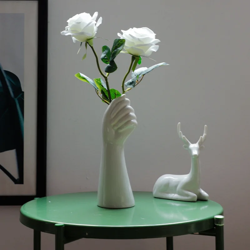 

Nordic style A Hand Vase Flowers ceramics vase Modern Home Office Decor of Creative Floral Composition living room Ornament