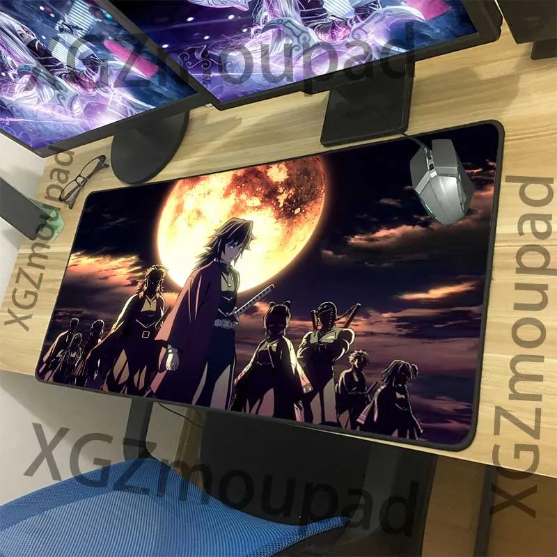 Большой коврик для мыши XGZ аниме Demon Slayer Kimetsu No Yaiba Moon Landscape черный компьютерного