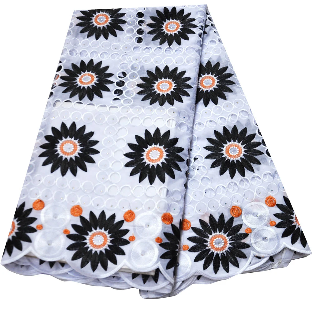

Black Swiss Voile Lace In Switzerland High Quality Embroidery African Lace Fabric Puch Holes Cotton For Wedding dress SW-769