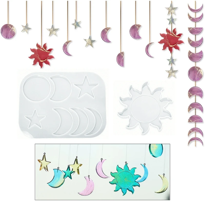 

Moon Star Sun Lunar Eclipse Resin Moulds Epoxy Casting Silicone Mould Crystal Planet Pendant Jewelry Making Molds
