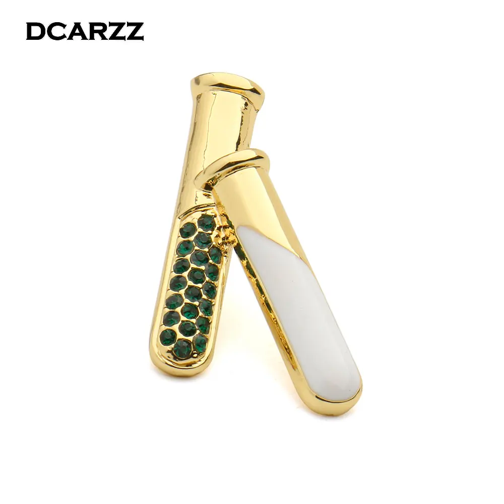 Брошь в виде трубки/колбы с красочными кристаллами научные ювелирные изделия