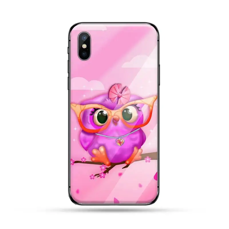 

Cute Owl animal Cartoon Phone Case Tempered glass For iphone 6 6S 7 8 plus X XS XR 11 12 PRO MAX Mini