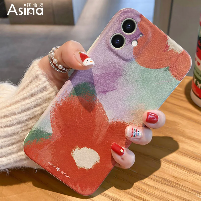 

ASINA Imitation Lambskin Case For iPhone 12 11 Pro Max X XS XR 7 8 Plus Cute Cartoon Cases for iPhone 12mini SE2020 Flower Cover