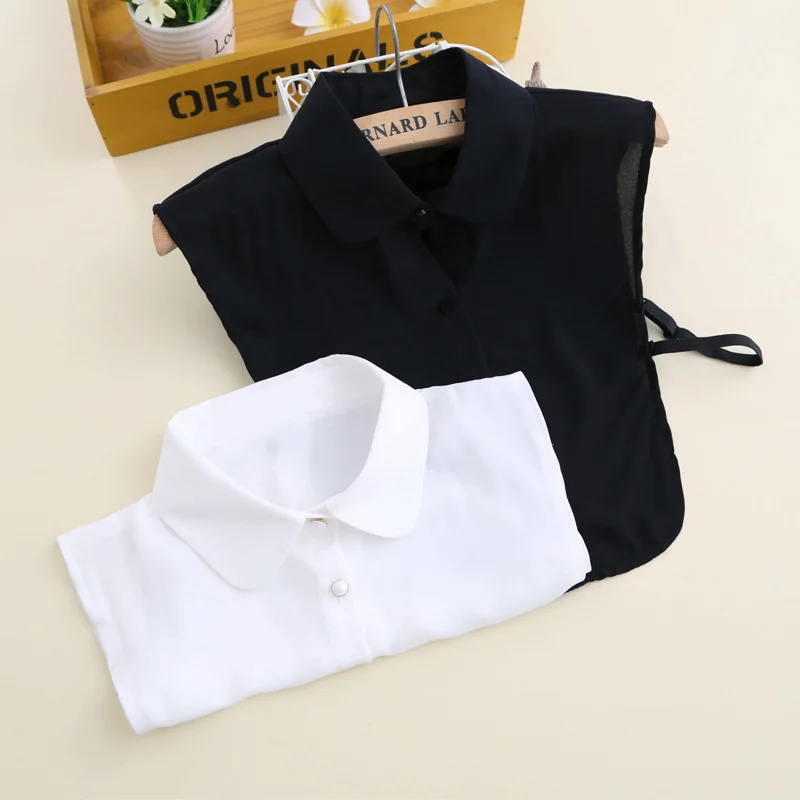 

Women Fake Collar Half Shirt Decor Shirt Fake False Collar For Women Black White Solid Color Detachable Collar Lapel Faux Col