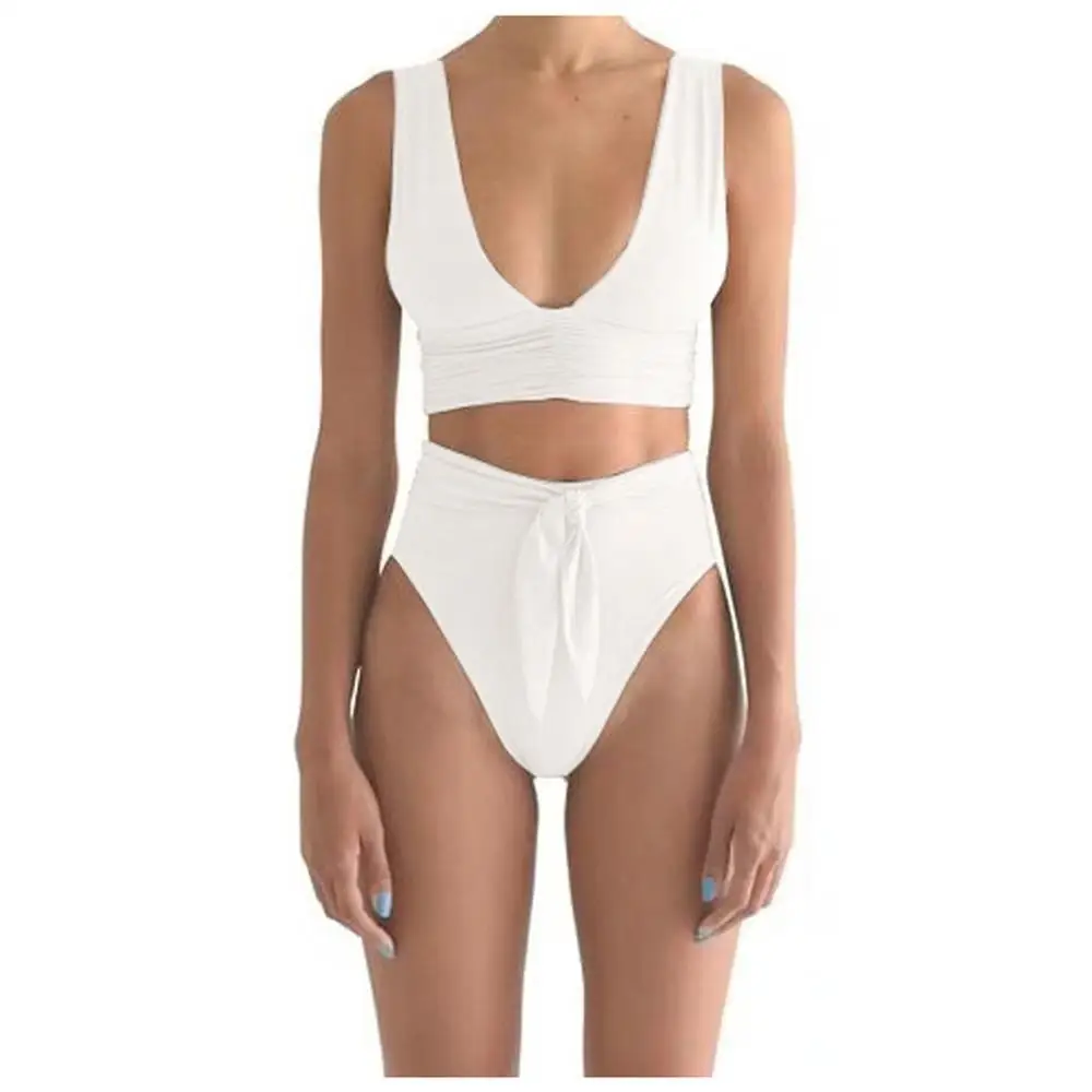 Модный Купальник бикини с высокой талией и горловиной пуш ап бандажный купальник