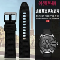 24mm 26mm 28mm canvas silicone watch strap for diesel dz4500 dz4506 dz7420 mens officer series accessories nylon watchband