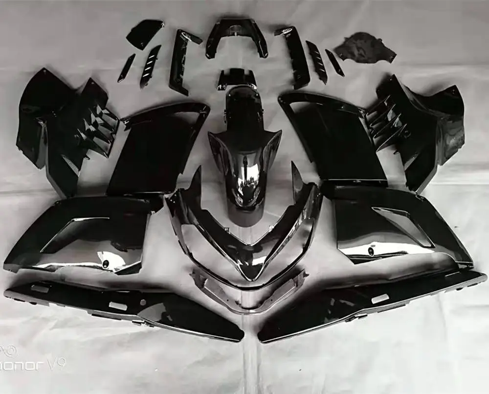 Глянцевый черный обтекатель кузова Cowling боковая панель комплект для Kawasaki GTR1400