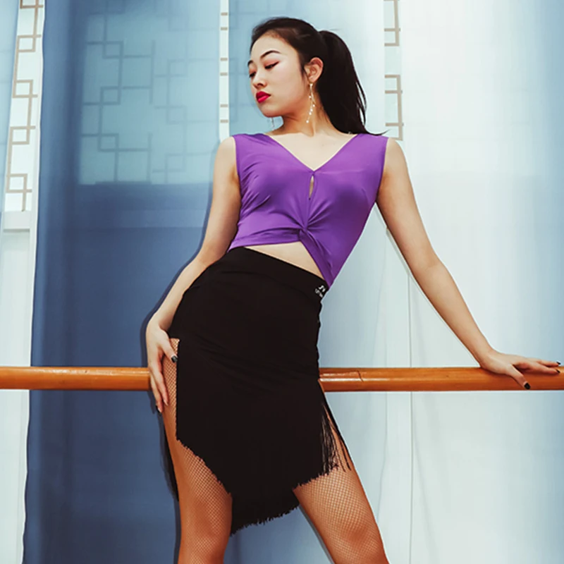 Латинское платье для танцев Для женщин сексуальные топы без рукавов Разделение