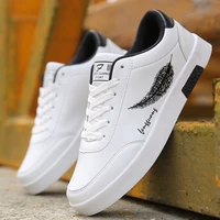 designer spring autumn white mens sneakers feather print men leather shoes black white sneakers teen boys college student shoes