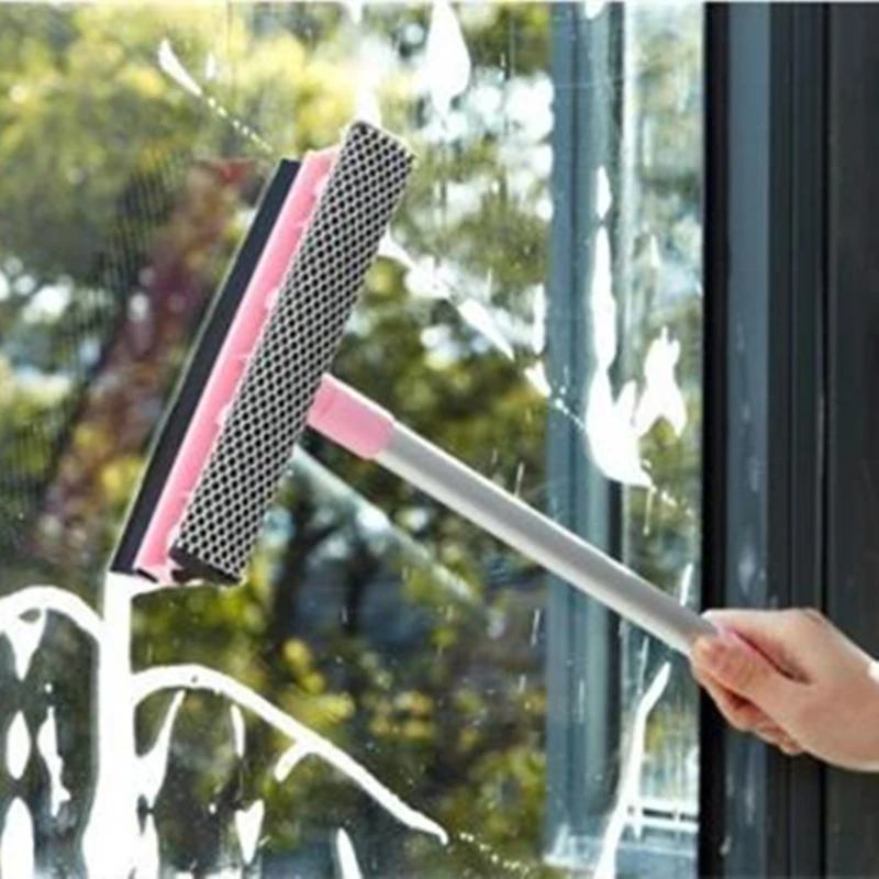 

Long Handle Window Scraper Glass Cleaning Brush Soft Sponge Cleaner Bathroom Wiper Car Windows Washing Home Cleaning Tool
