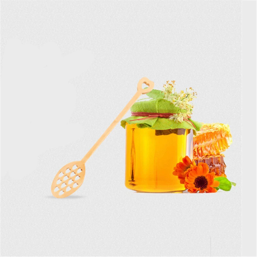 

500pcs Hollow Out Wooden Wood Honey Dipper Sticks Honey spoon Server for Honey Jar Dispense Drizzle Honey Wedding Party Favor K1