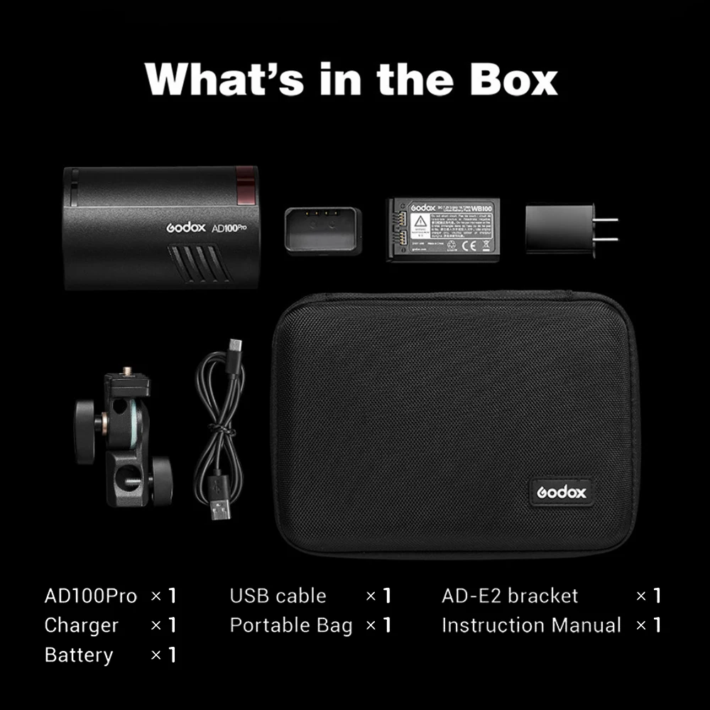 Godox AD100Pro 2 4G 100Ws TTL Карманный Speedlite 1/8000 HSS 2500 мАч Уличная вспышка AD100 Pro для Sony Nikon Canon