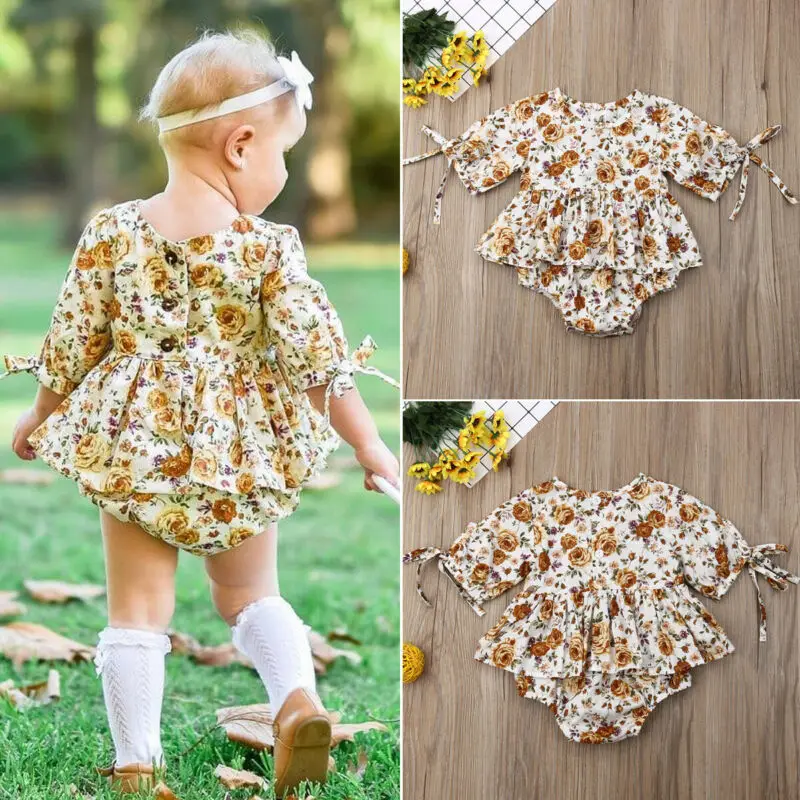 

Toddler Sweet Baby Girls Summer Clothes Floral Romper Jumpsuit Dress Outfits New