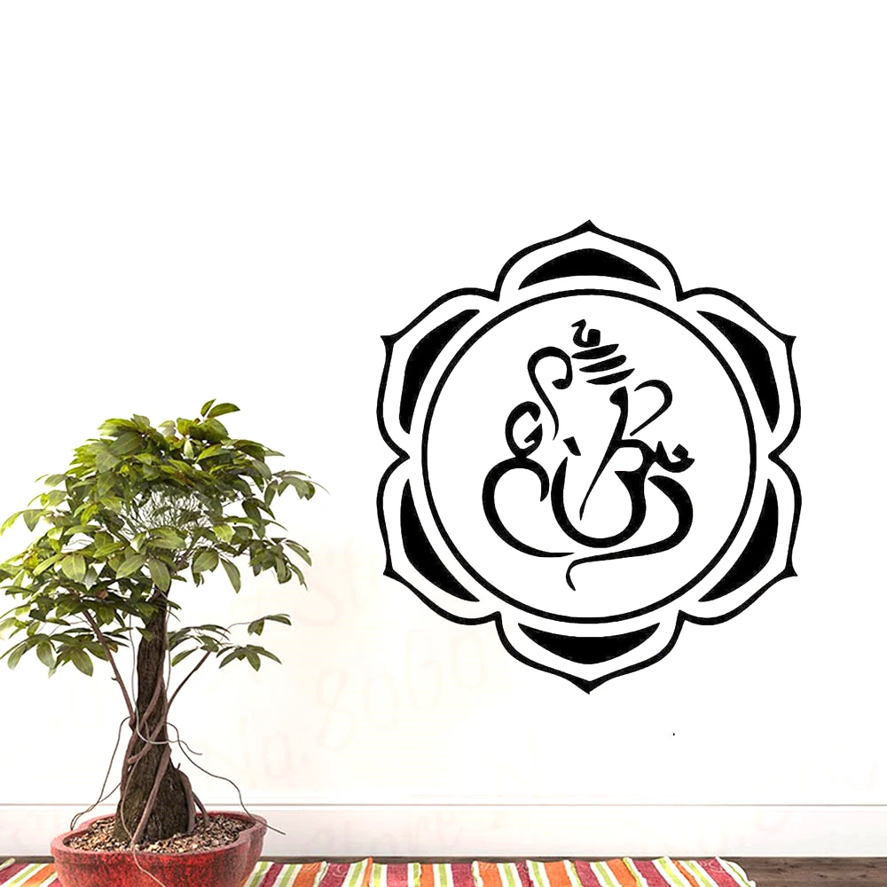 

Hindu Om Ganesh Vinyl Sticker For Living Room Wall Decor Vinyl Decal Wallpaper WL1693