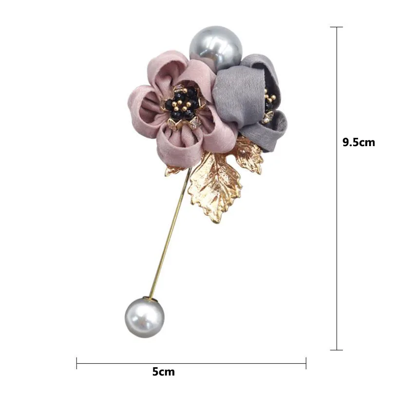 

Fashion Women Ladies Cloth Art Imitation Pearl Fabric Flower Brooch Pin Cardigan Shirt Shawl Pin Coat Badge Jewelry Accessories