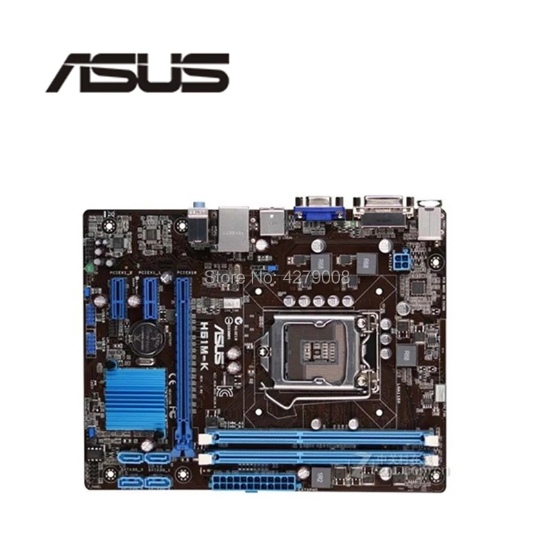Разъем LGA 1155 для ASUS H61M K материнская плата настольного компьютера H61 i3 i5 i7 DDR3 16G б/у