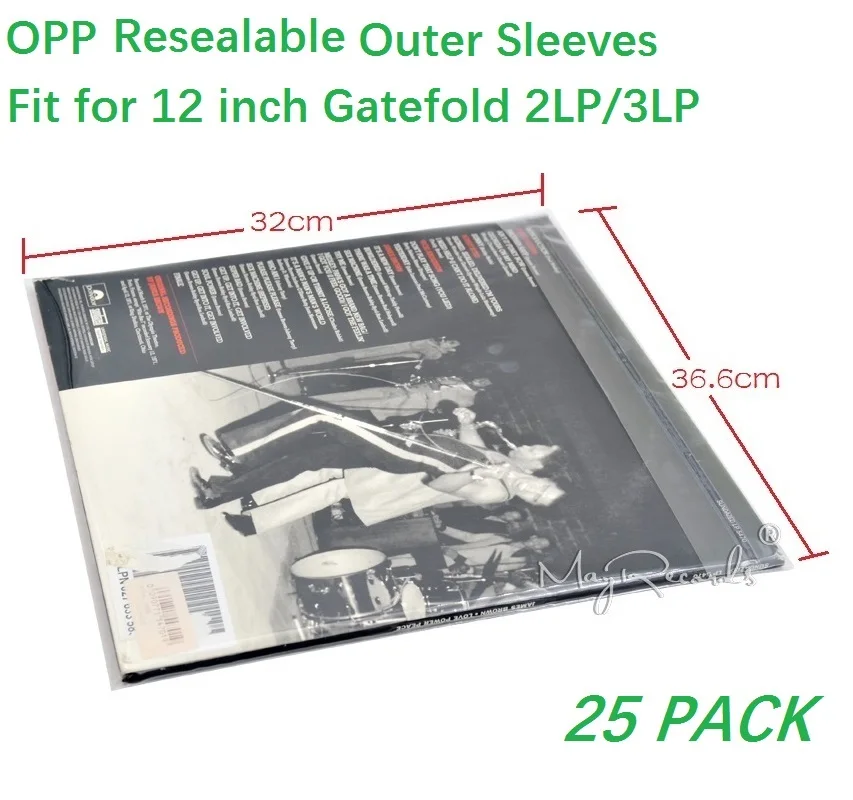 25 шт. пластиковые перезаряжаемые наружные рукава для виниловых записей GATEFOLD 2LP
